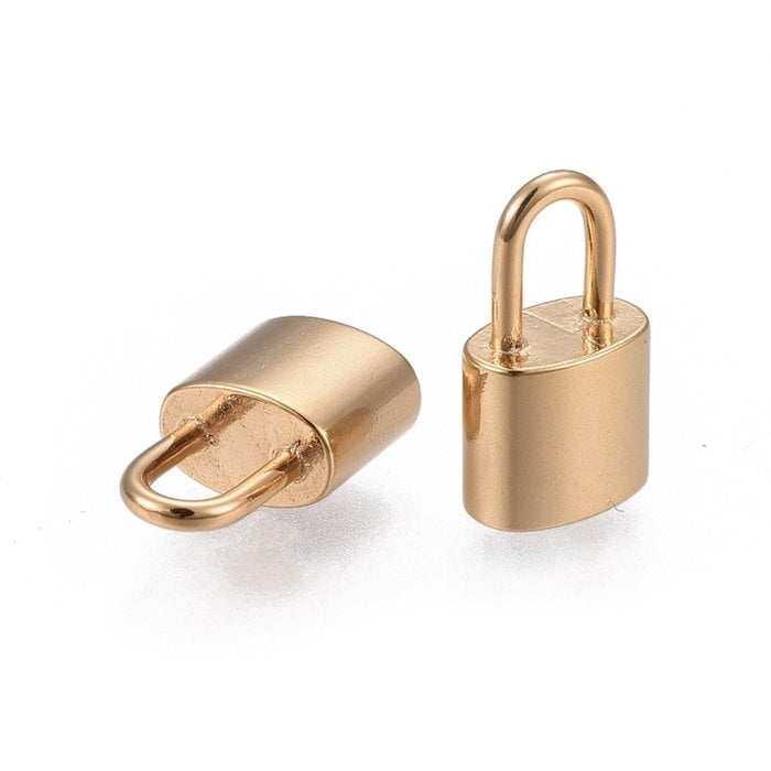 5347 Stainless Steel Lock Bedel Gold Plated 13x8mm, 3 stuks