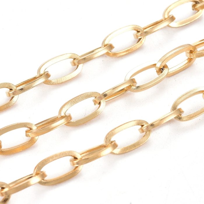1 meter Stainless Steel Chunky Chain Gold Plated 10x5.5mm - A60*