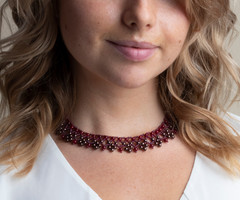 Classic Beadwork Necklace in Burgundy Red