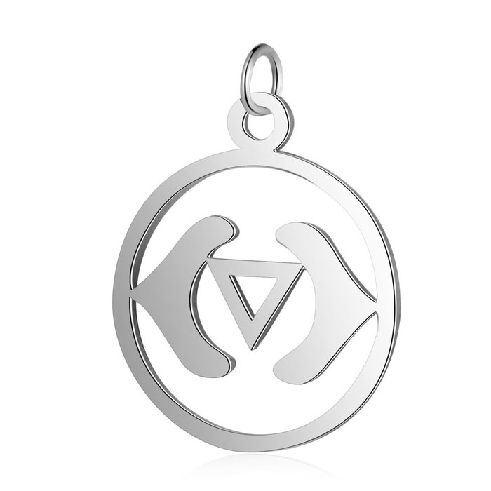 Third Eye Chakra Ajna Stainless Steel Charm 22.5x19mm Silver
