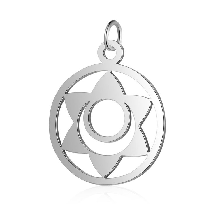 Sacraal Chakra Bedel Swadhishthana 22.5x19mm Stainless Steel Zilver
