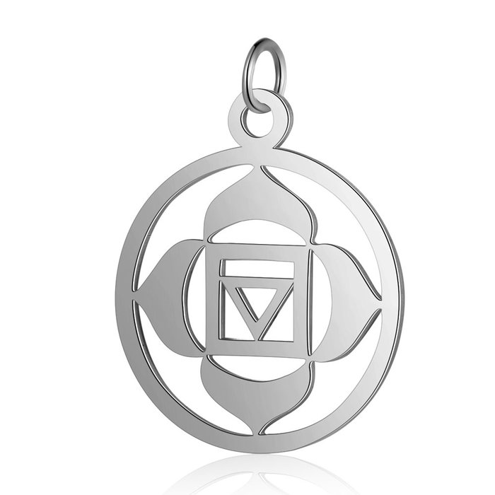 Root Chakra Charm Muladhara 22.5x19mm Stainless Steel Silver