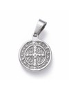 Stainless Steel Saint Coin Charm St. Benedict Silver 15x12mm