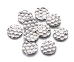 5 pieces Stainless Steel Charm Honeycomb Print Silver 20mm