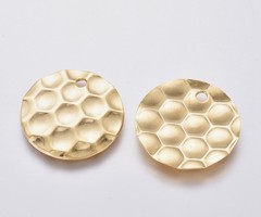 5 pieces Stainless Steel Charm Honeycomb Print Gold 20mm