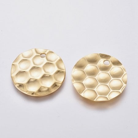 5 pieces Stainless Steel Charm Honeycomb Print Gold 20mm