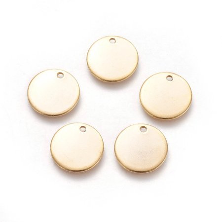 5 pieces Stainless Steel Coin Charm 15mm Golden