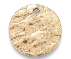 5 pieces Stainless Steel Coin Charm with Carving  Gold Plated 15mm