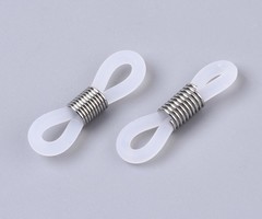 10 stuks Zonnebril Koord Wit met Stainless Steel Zilver 20x5mm