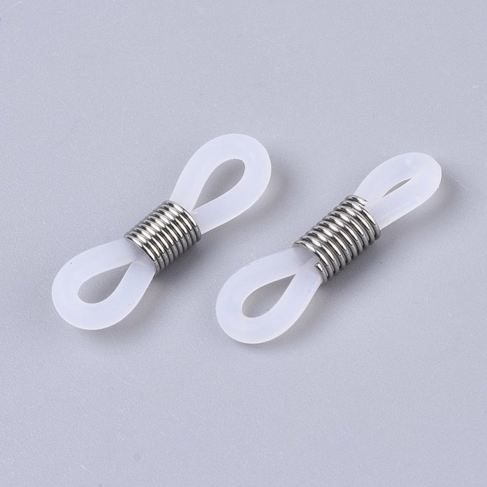 Zonnebril Koord Wit met Stainless Steel Zilver 20x5mm, 10 stuks