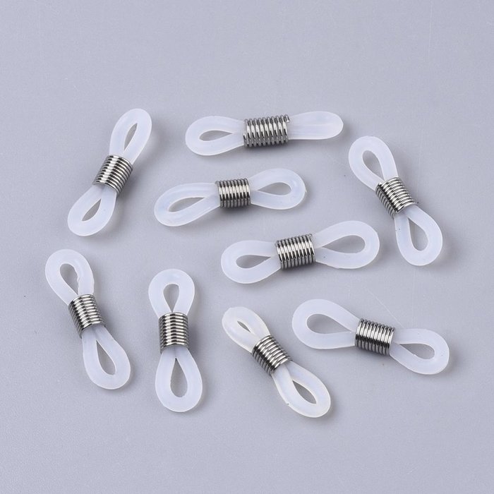 Zonnebril Koord Wit met Stainless Steel Zilver 20x5mm, 10 stuks