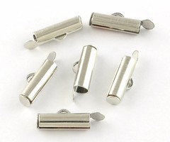 Eindkap voor Weefarmbandje Zilver 25mm, 6 stuks