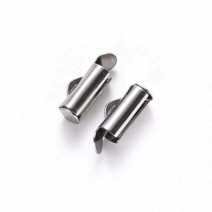Stainless Steel Eindkap 10mm voor Weefarmbandjes, 10 stuks