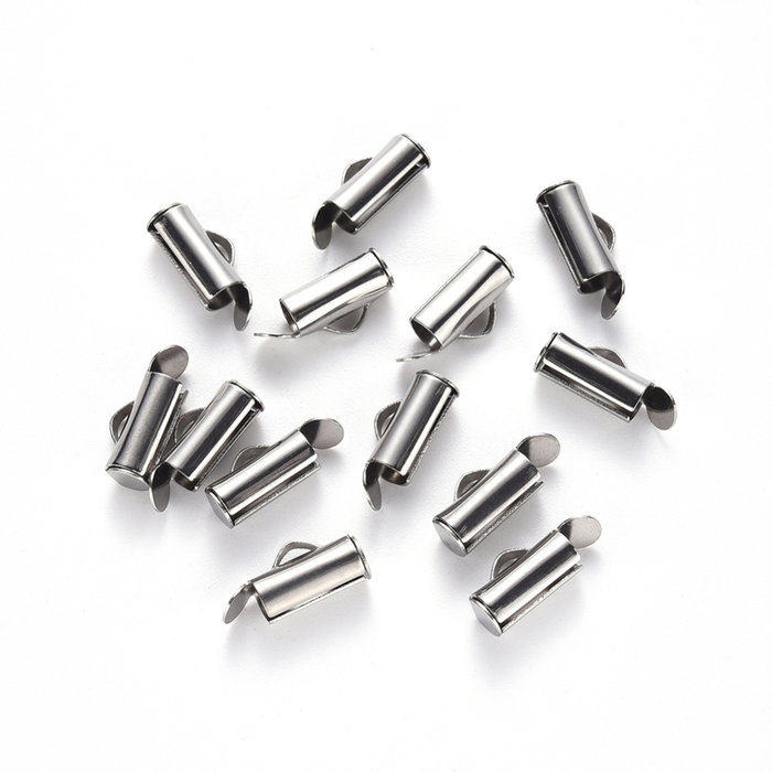 Stainless Steel Eindkap 10mm voor Weefarmbandjes, 10 stuks