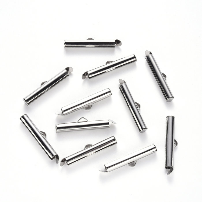 Stainless Steel Eindkap 25mm voor Weefarmbandjes, 10 stuks