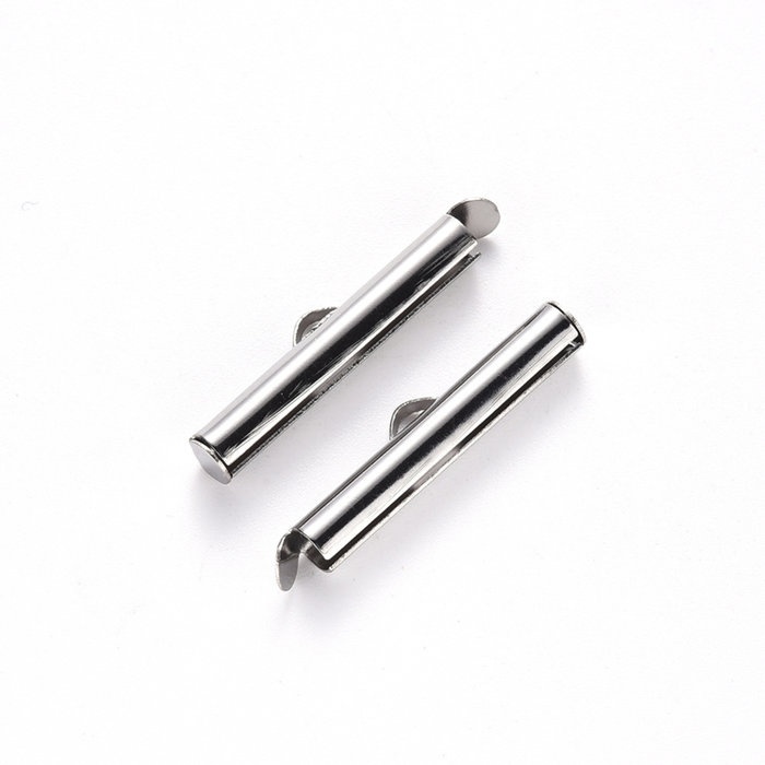 Stainless Steel Eindkap 25mm voor Weefarmbandjes, 10 stuks