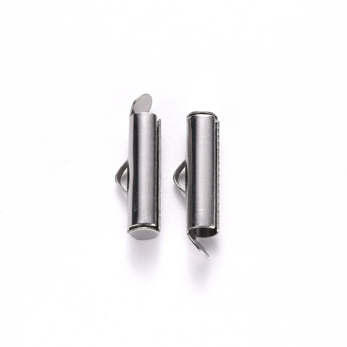 Stainless Steel Eindkap 20mm voor Weefarmbandjes, 10 stuks