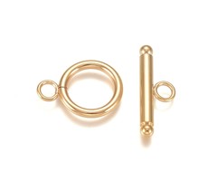 3 pieces Stainless Steel Toggle Clasp Gold Plated 18mm