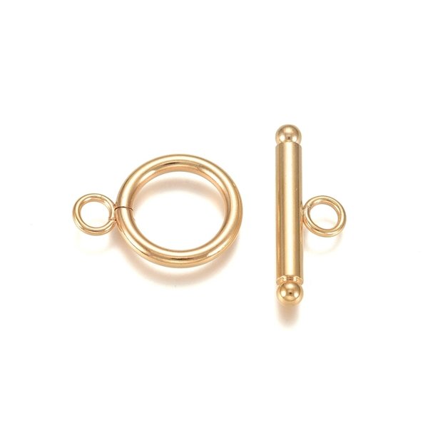 Stainless Steel Toggle Clasp Golden 18mm, 3 pieces