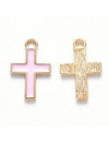 Cross Charm Gold and Pink 16x10mm