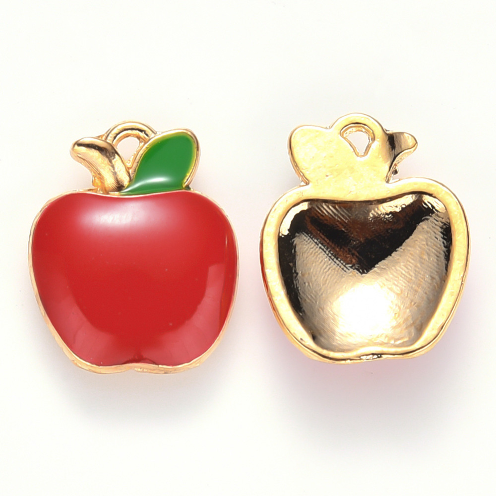 Apple Charm Red Green 15x12mm