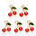 Cherries Charm Gold Red Green 13x12mm