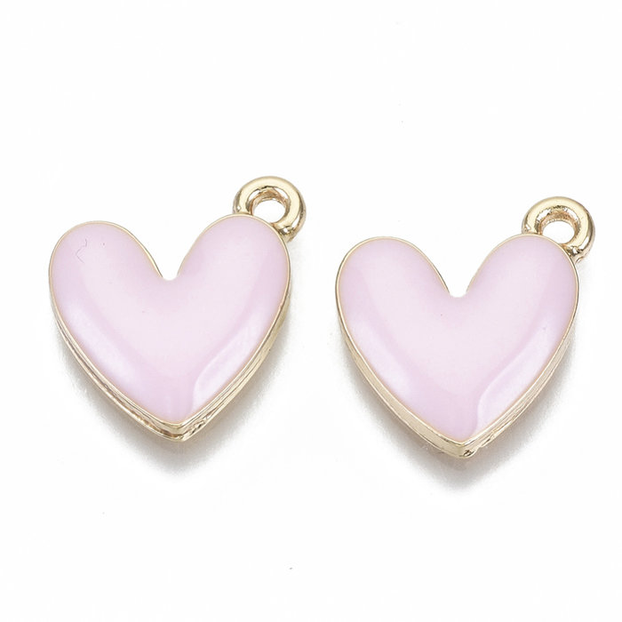 Heart Charm Pink Nickel Free 16x15mm