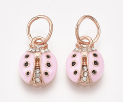 Lieveheersbeestje Roze met Strass 14.5x10mm