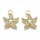 Starfish Charm Gold Green 17.5x14.5mm