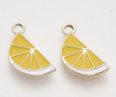 Lemon Slice Charm Gold Yellow 17.5x10.5mm