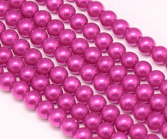 Strand 72  pieces Top Quality Glass Pearls 6mm Fuchsia