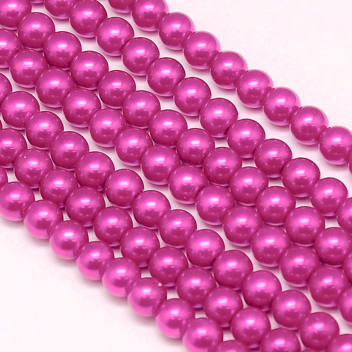 133* Top Quality Glass Pearls 6mm Fuchsia, strand 72 pieces
