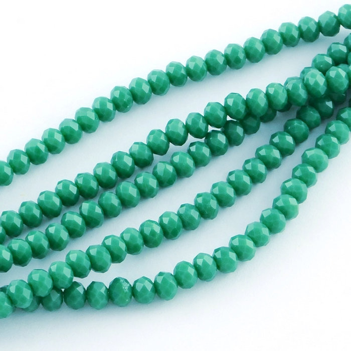 Facet Glaskralen Groen 6x4mm, 75 stuks