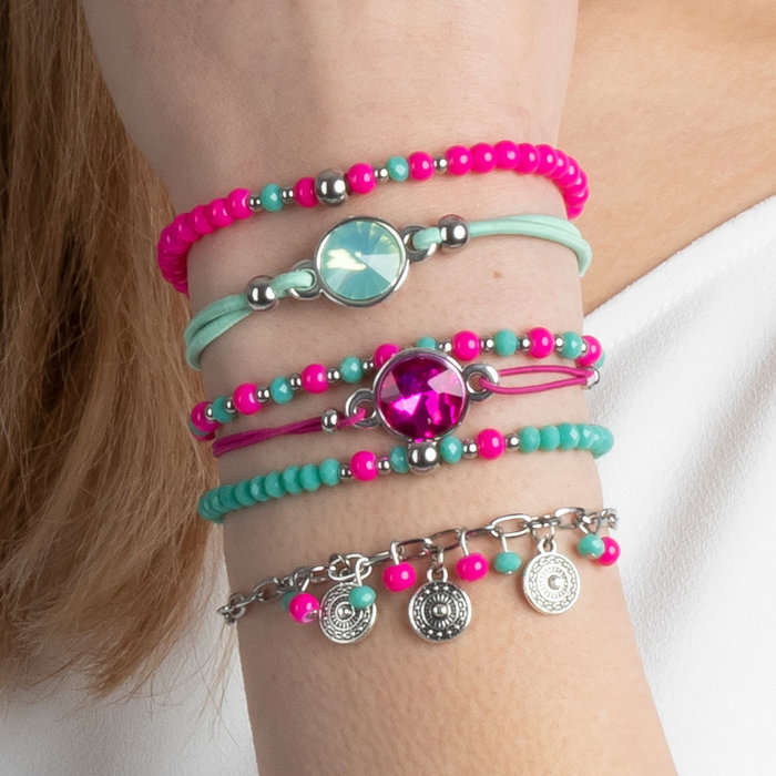 Armbandjes Maken in Fel Roze en Mint inspi334