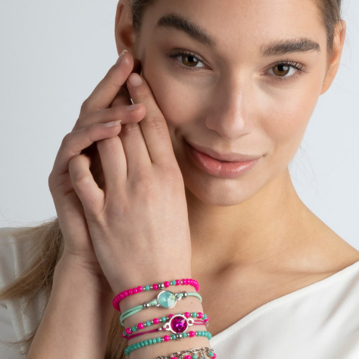 Armbandjes Maken in Fel Roze en Mint inspi334