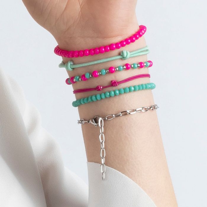 Armbandjes Maken in Fel Roze en Mint inspi334