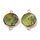 Natural Jasper Round Link 22x14mm Gold Green