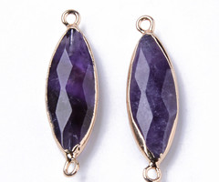Natural Amethist Tussenzetsel Gold Plated 34x10mm