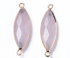Natural Rose Quartz Link Gold Plated 34x10mm