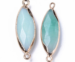 Natural Amazonite Link Gold Plated 34x10mm