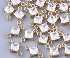 Rhombus Crystal Glass Connector 11x7mm