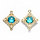 Luxury Rhombus Crystal Glass Connector Nickel Free Golden Turquoise 23.5x19mm