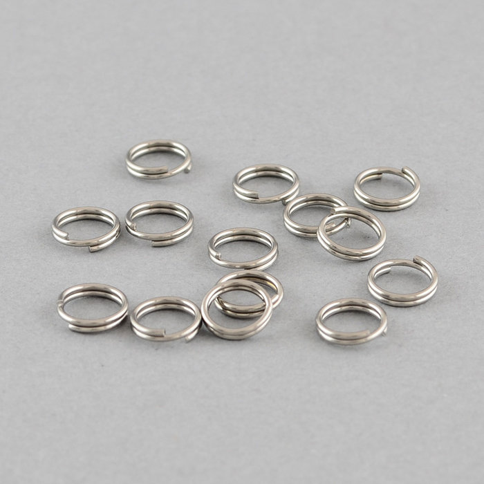 Splitring Stainless Steel Double Loop Ring Silver 6mm, 20 pieces