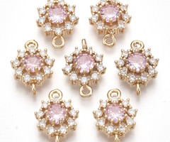 Luxe Crystal Glass Strass Tussenzetsel Gold Plated Roze 16x11mm