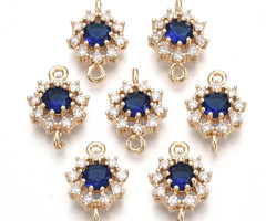 Luxe Crystal Glass Strass Tussenzetsel Gold Plated Kobalt Blauw 16x11mm