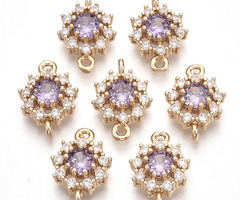 Luxe Crystal Glass Strass Tussenzetsel Gold Plated Lila 16x11mm