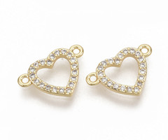 Hartje met Strass Tussenzetsel Nikkelvrij 9.5x13.5mm