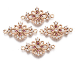 Luxe Bedel met Zirkonia 26x15mm Bloem Roze Wit