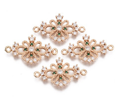 Luxe Bedel met Zirkonia 26x15mm Bloem Groen Wit