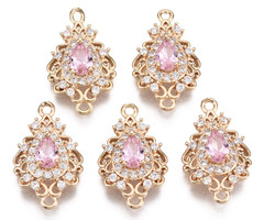 Luxe Bedel met Zirkonia 20x12mm Druppel Roze Wit